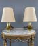 Pair of brass lamps, modernist design, 20th century