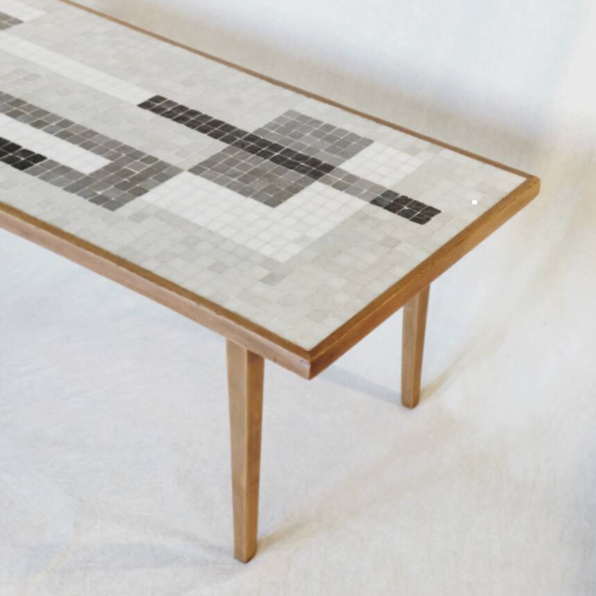1950s wooden and mosaic coffee table