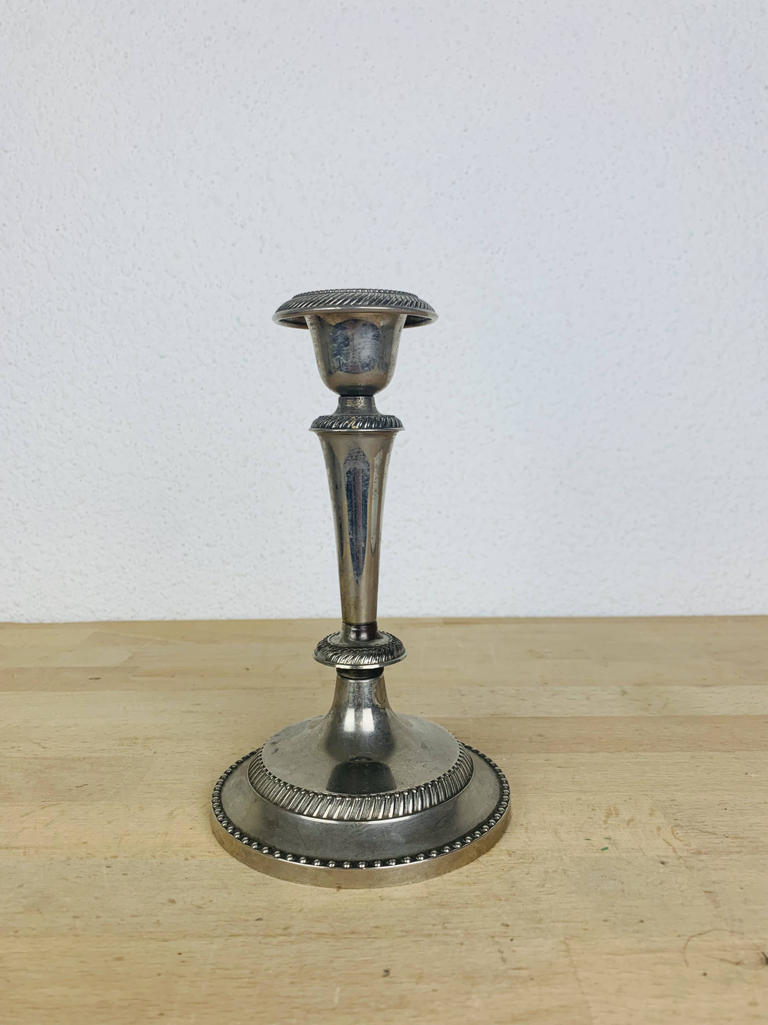 Vintage silver metal candle holder