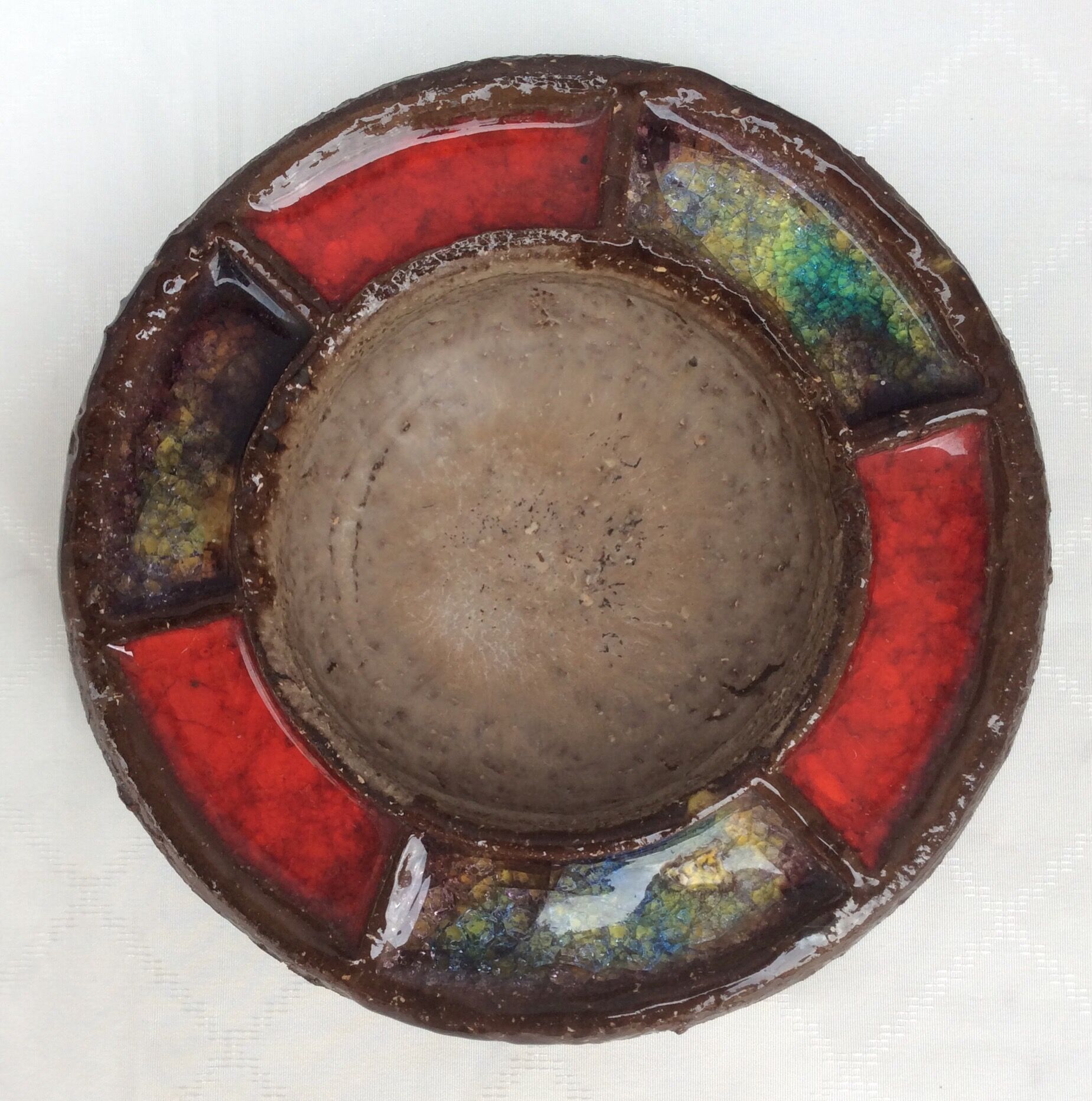 Empty cup pocket in stoneware and vitrified glass, 60s