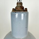 Bauhaus Grey Enamel Industrial Pendant Lamp, 1950s