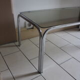 Coffee table chrome and smoked glass
