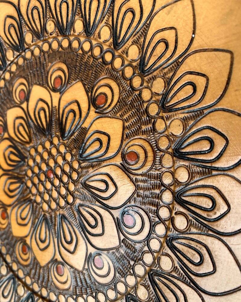 Vintage wooden wall plates, set of 4