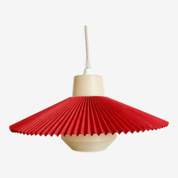 Vintage pendant lamp in red and beige plastic