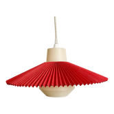 Vintage pendant lamp in red and beige plastic