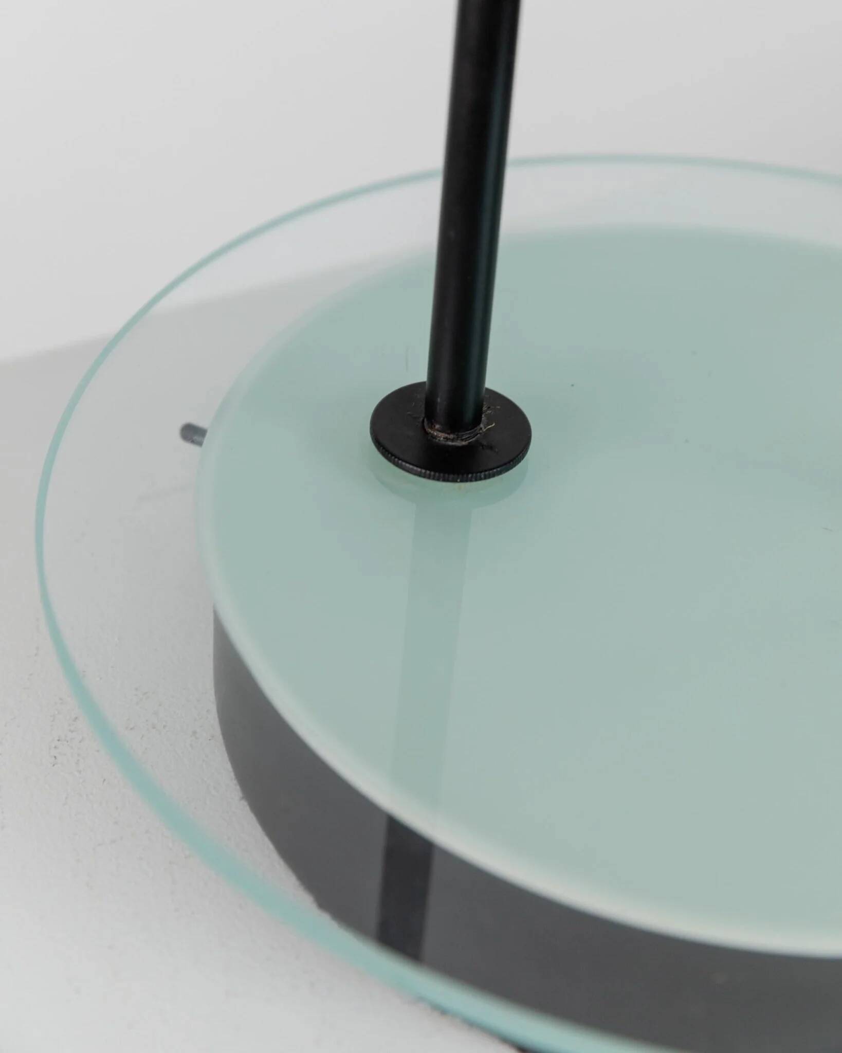 Black Metal Table Lamp with Clear Glass Base - Postmodern Memphis Italian Design, 1980s