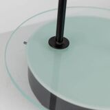 Black Metal Table Lamp with Clear Glass Base - Postmodern Memphis Italian Design, 1980s