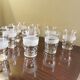Set of 10 vintage granite and gilded glasses