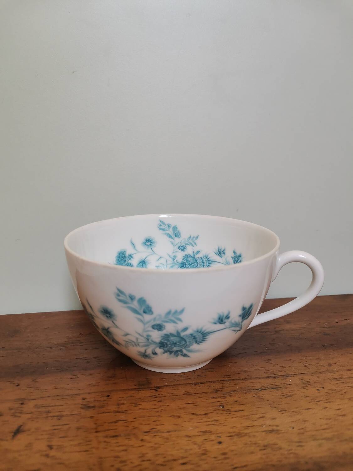 Large vintage Limoges France Giraud porcelain cup with blue flower pattern
