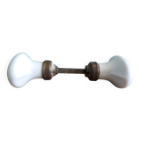 White porcelain door knob handles