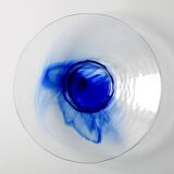 Vintage Bormioli Rocco Art Glass Bowl: Cobalt Blue Swirl Centerpiece