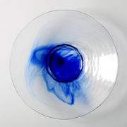 Vintage Bormioli Rocco Art Glass Bowl: Cobalt Blue Swirl Centerpiece