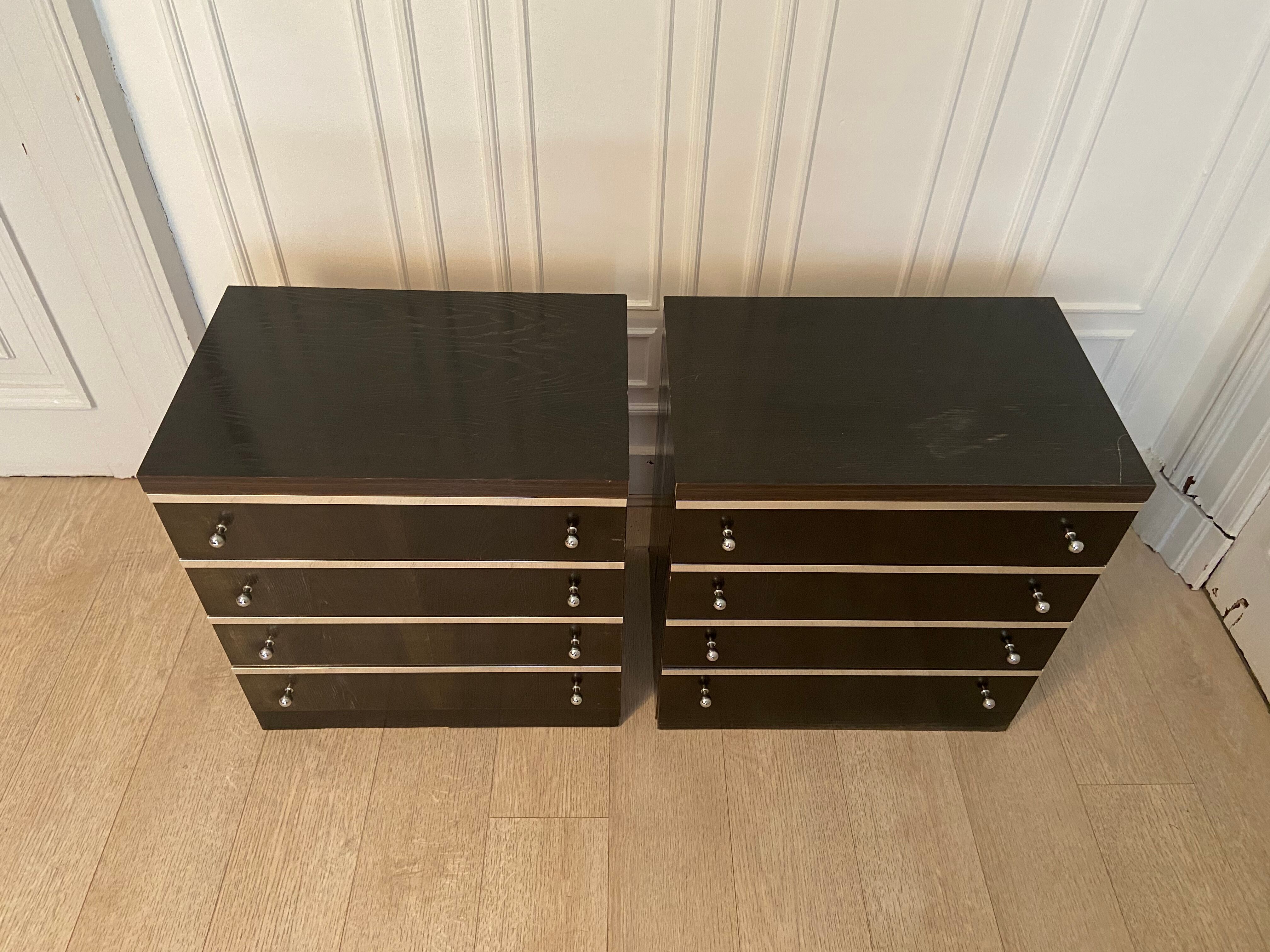 Wenge and silver bedside tables, Belgium, 1960