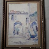 Aquarelle ancienne de Jean de Joybert de l'école de Nancy
