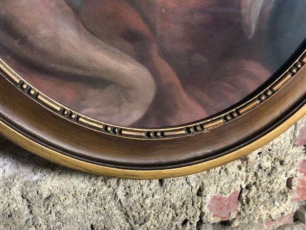 Peinture pastel sur carton ''portrait de femme'' encadré sous verre