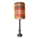 Solid wood lamp with handmade shade, 1940s.