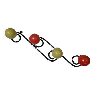 Coat rack with colored wooden balls, 1960