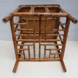 Vintage bamboo coffee table. Marquetry top