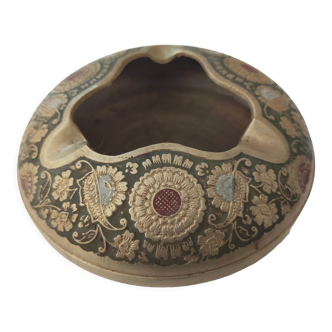 Cloisonné brass ashtray