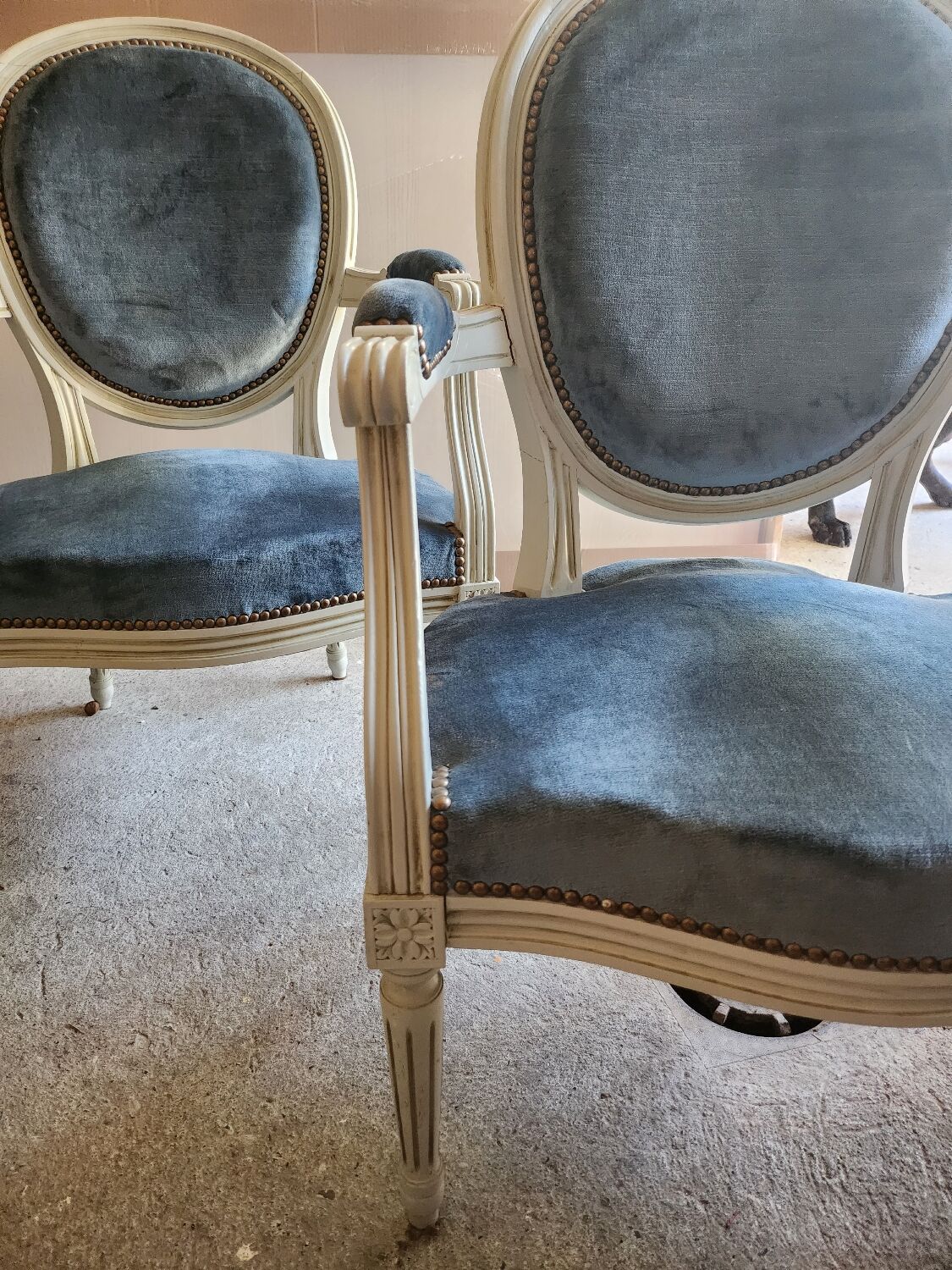 Pair of Louis XVI style armchairs