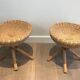 Pair of rattan stools. french work. around 1970
