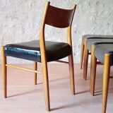 Italian Gessef chairs in light teak, Scandinavian design 1960.