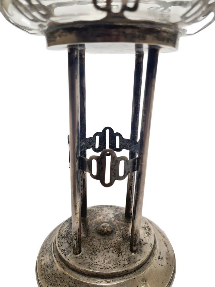 Art Deco Polish silver crystal bowl on stand, 1930s