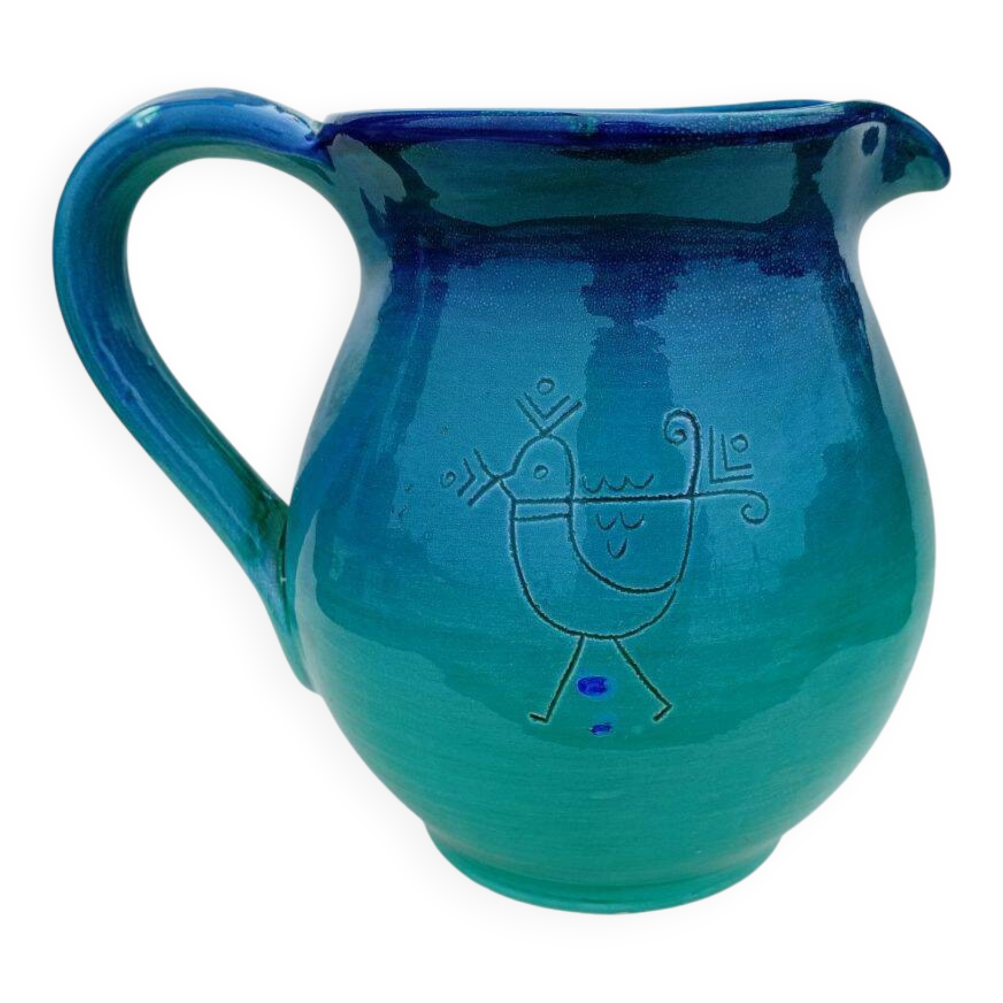 Vintage Mid-Century Ceramic Pitcher in Ombré Style