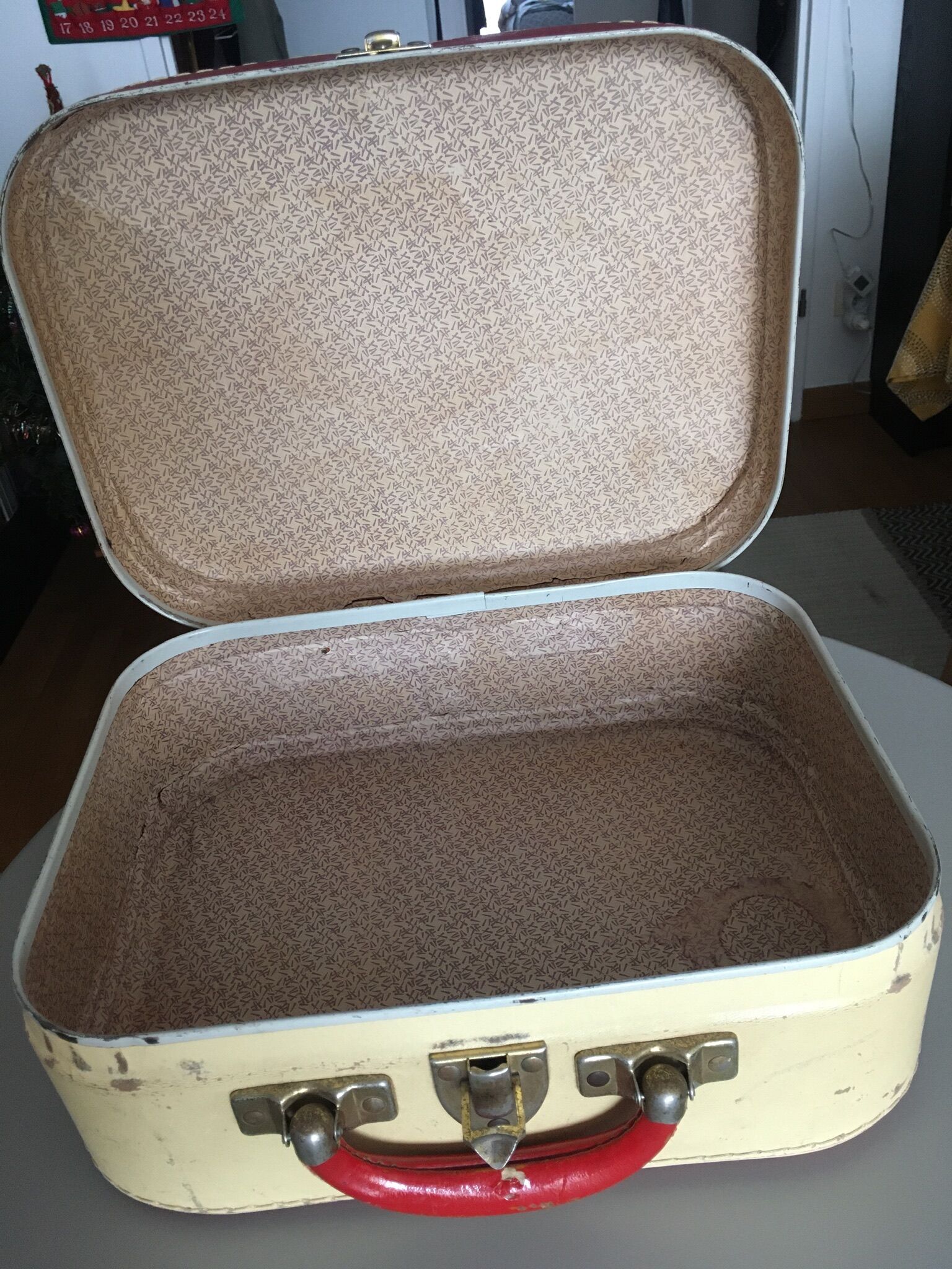 Authentic cardboard suitcase from the 60s