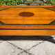 Tale basse vintage en bois massif et marqueterie de marbre