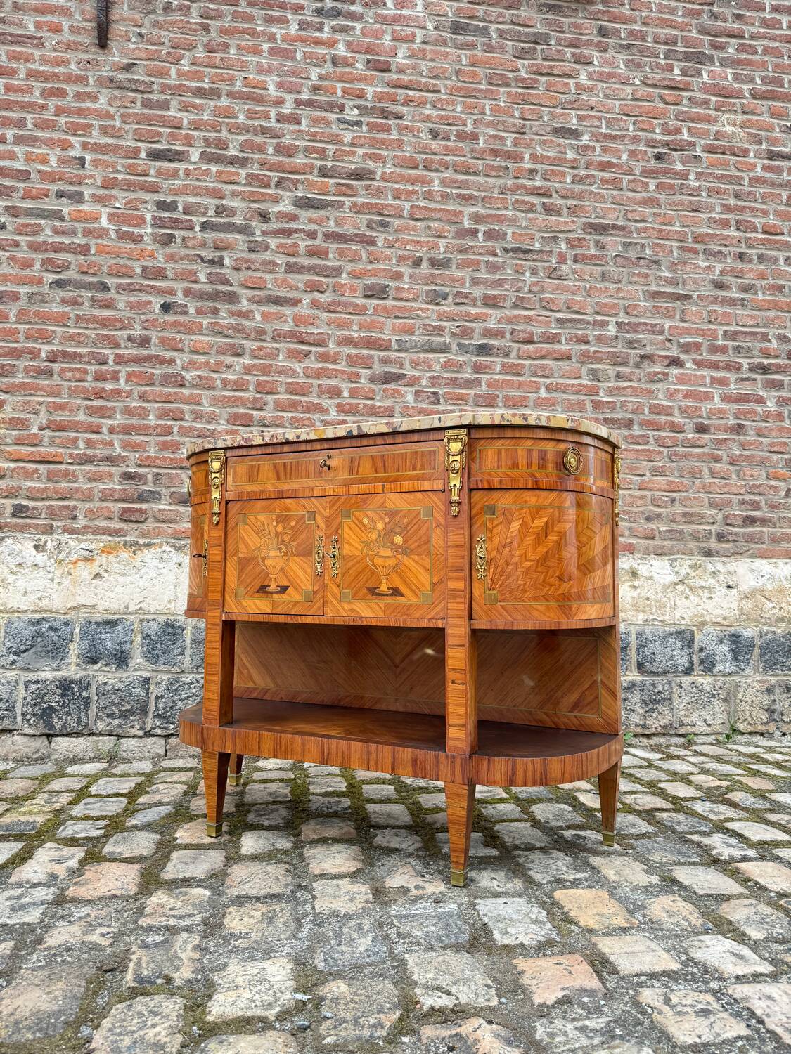 Console, Serving In Marquetry Louis XVI Style XIX Eme Century