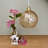 Vintage globe pendant lamp in amber glass