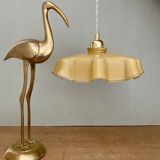 Pendant lamp with old yellow opaline lampshade