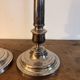 Pair of Silvered Metal Baluster Candle Holders in Louis XV Style, 19th Century Candelabra