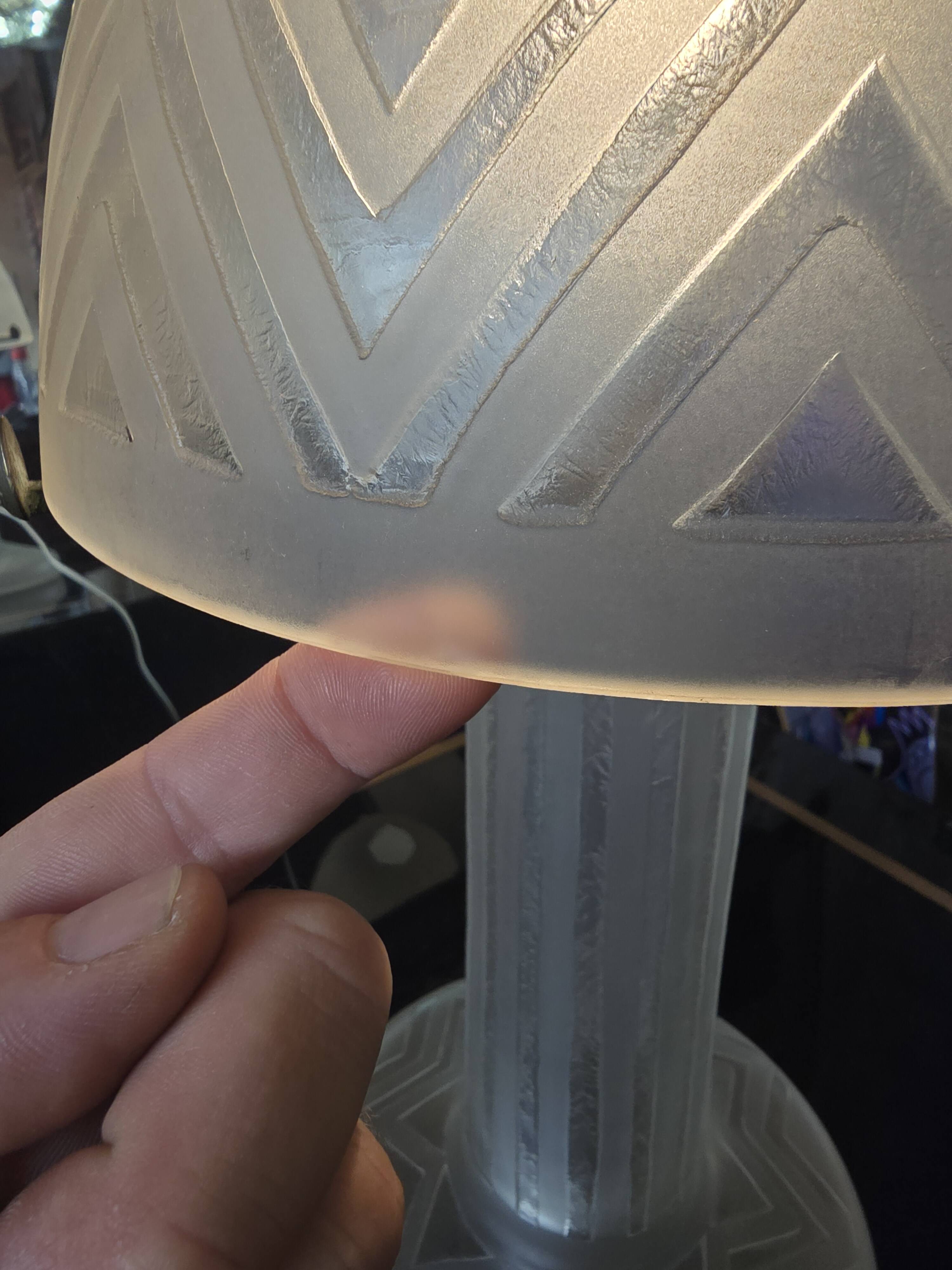 Daum nancy france – art deco frosted glass mushroom lamp – circa 1930, h55cm