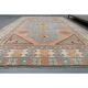 1970s Vintage Turkish Oushak Handmade Wool Cotton Blue Area Rug 220x310