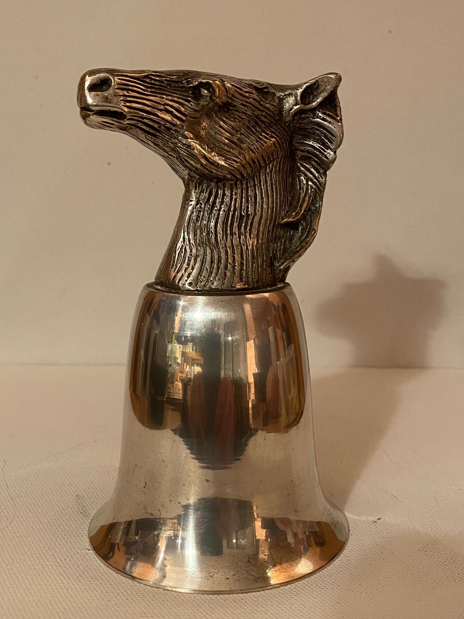 Calice or silver metal glass 19th century horse head