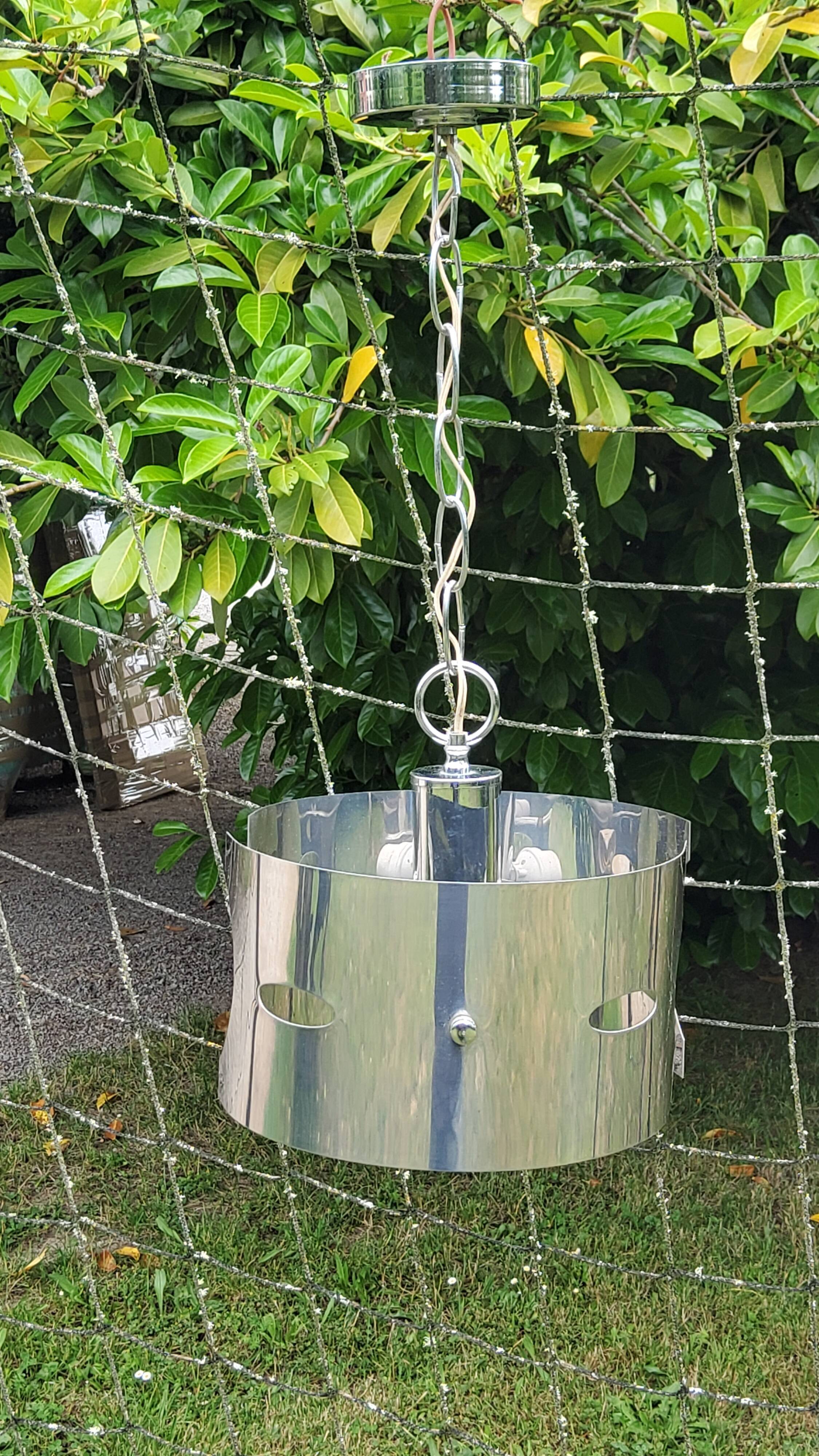 Design chandelier of the 70s in chromed metal