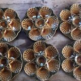 Assiettes d’huîtres Sarreguemines barbotine