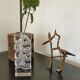 Vase pique fleur bougeoir en verre  style brutaliste Vintage