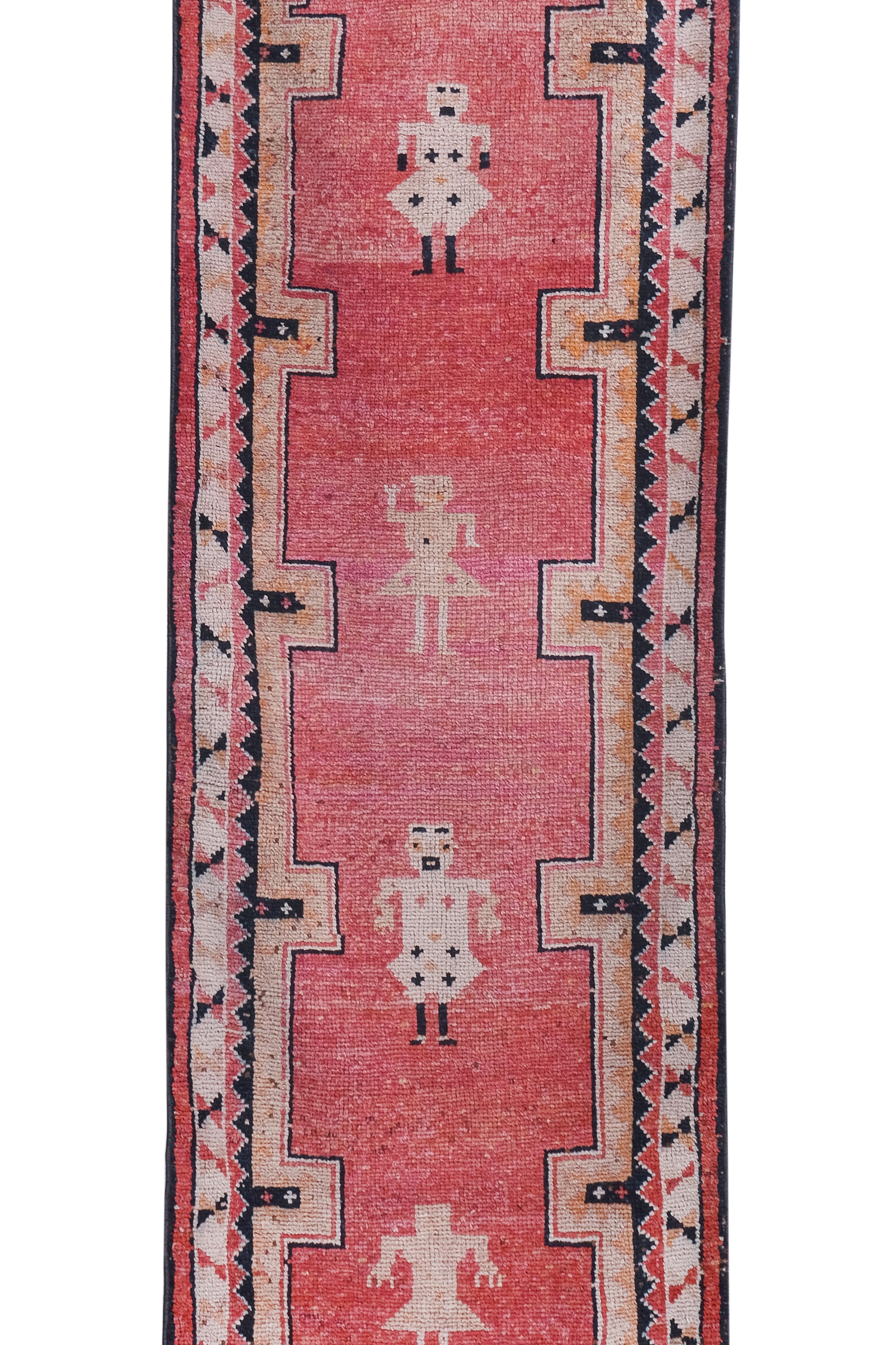 Vintage Turkish rug from Oushak, hand-woven 97x305 cm