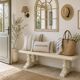 Oak solid wood coffee table entrance bench