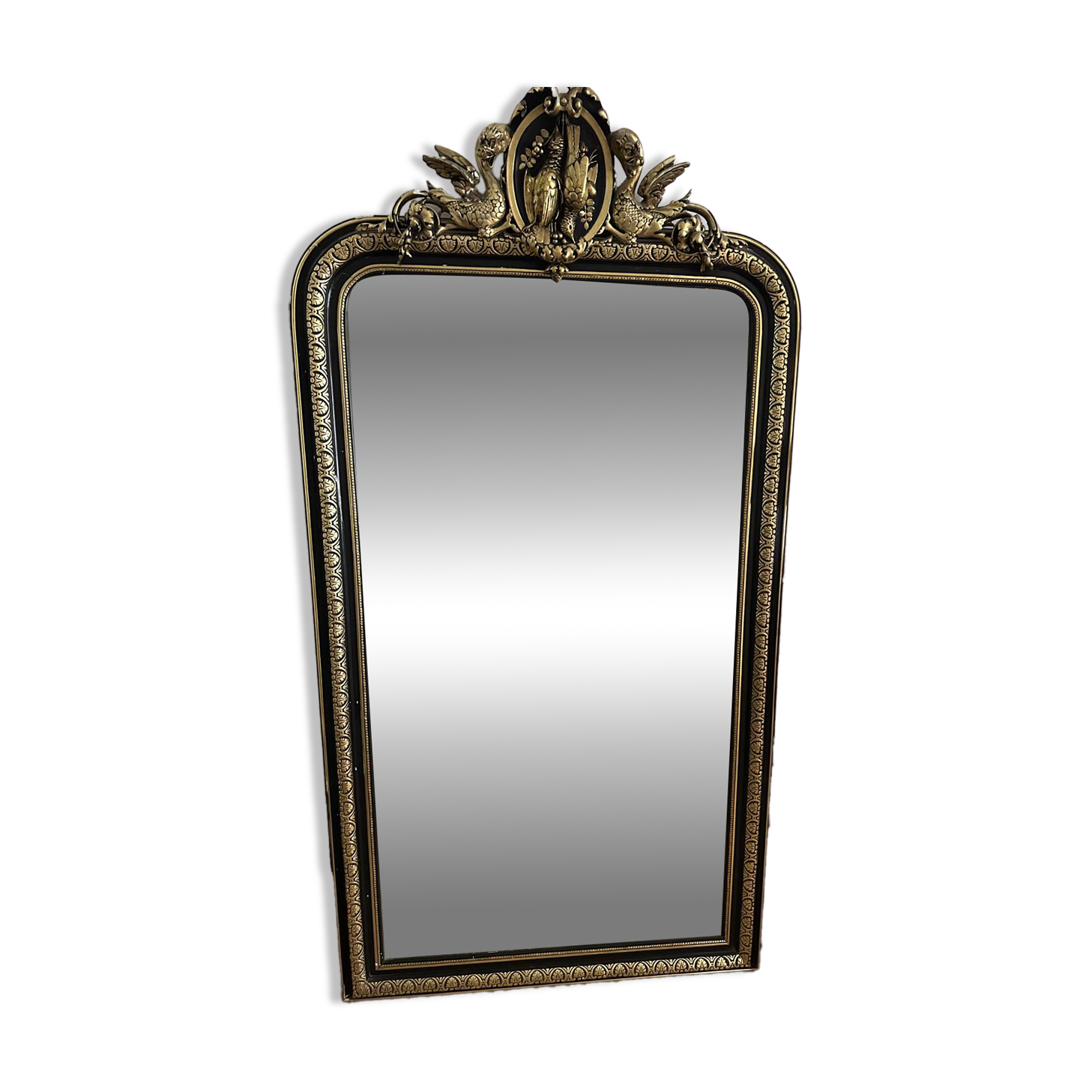 Dragon mirror black and gold plaster