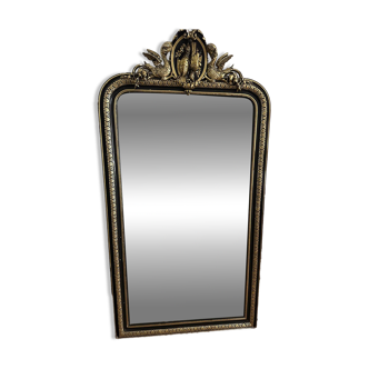 Dragon mirror black and gold plaster