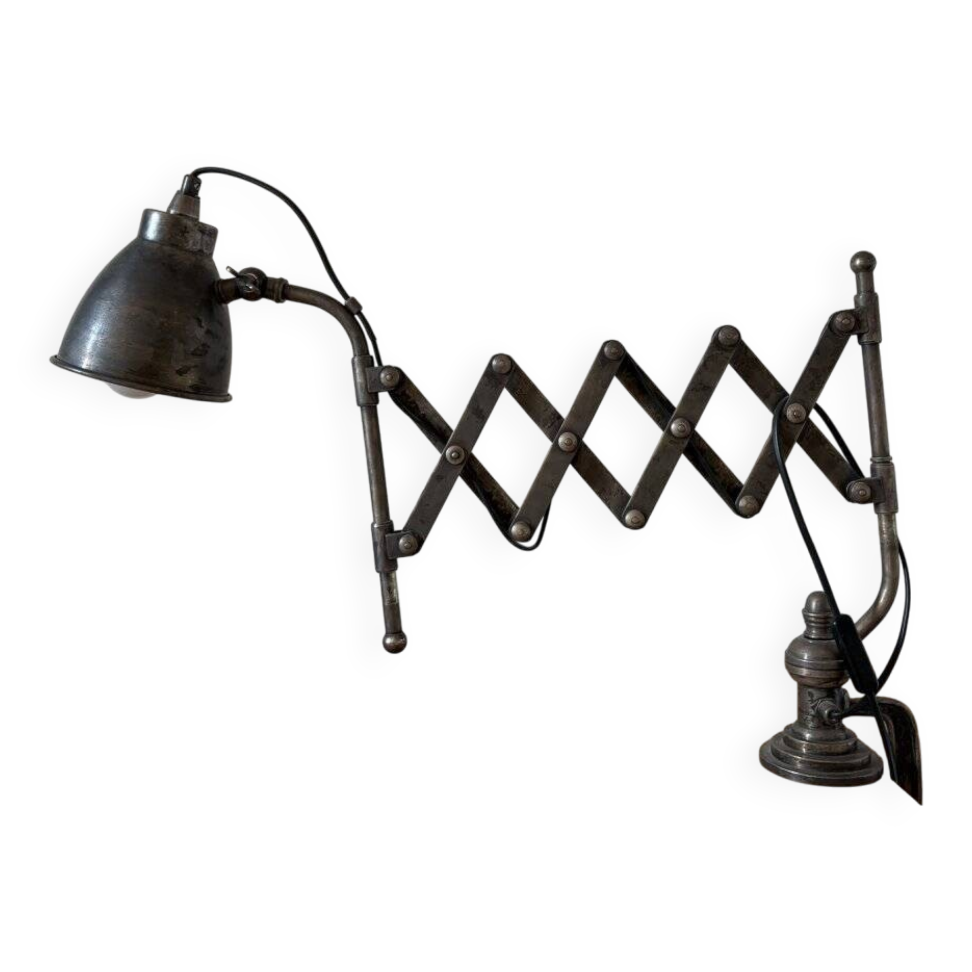 Lampe industrielle à ciseaux, pince d'établi
