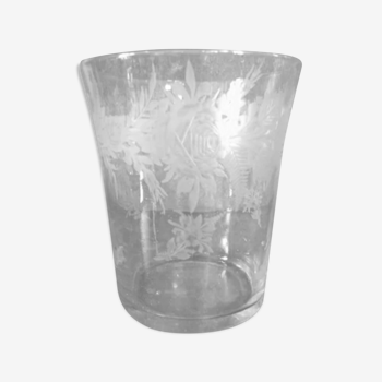 Vase vintage en cristal gravé a-années 20 30 art déco signé delvaux