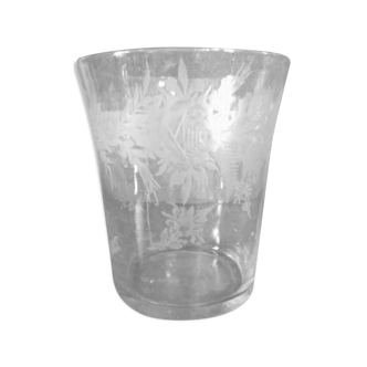 Vintage crystal vase engraved 20s 30s art deco signed delvaux