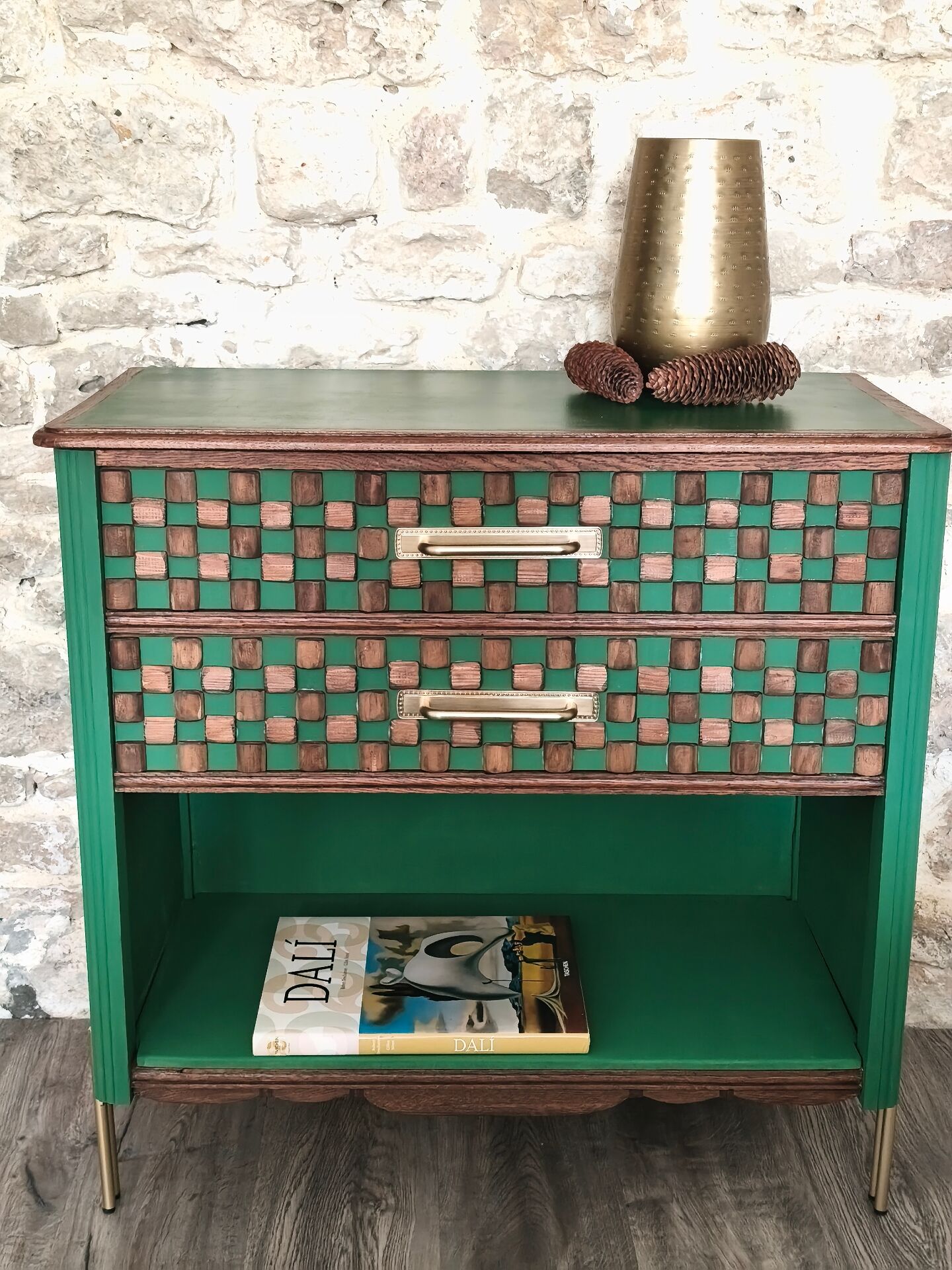 Vintage solid wood chest of drawers - unique handcrafted creation.