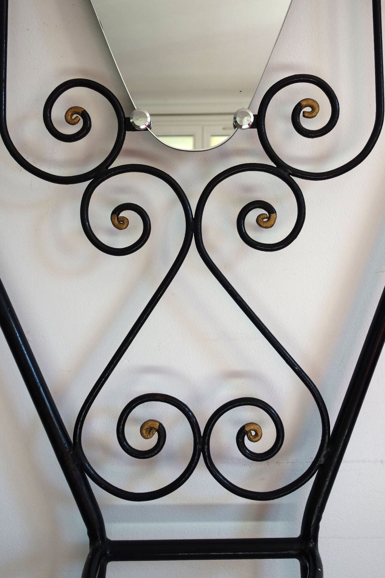 Vintage iron coat rack with mirror