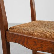Mid-Century Brutalist Oak and Wicker Chair, Belgium, 1960